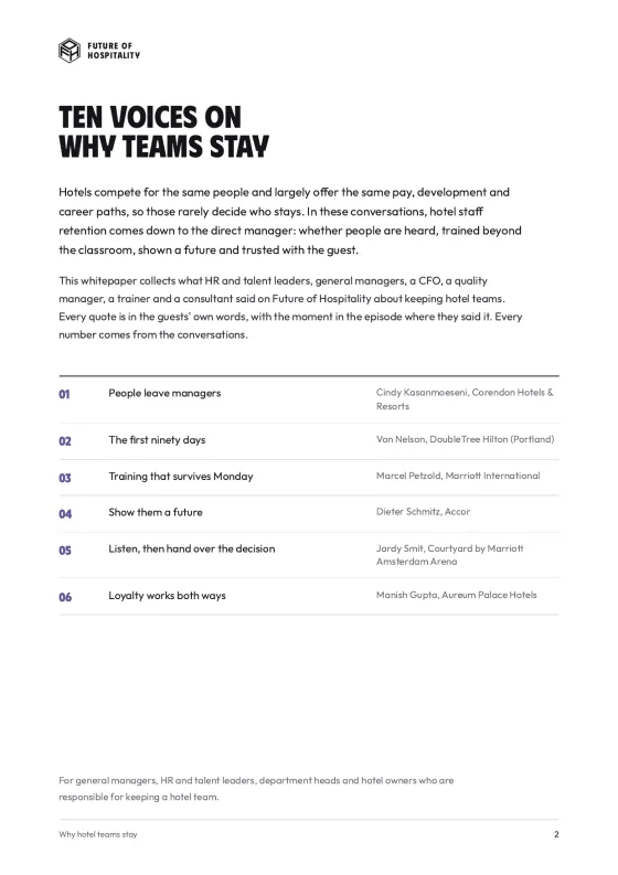 Page from the whitepaper Why hotel teams stay