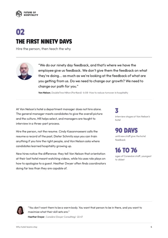 Page from the whitepaper Why hotel teams stay