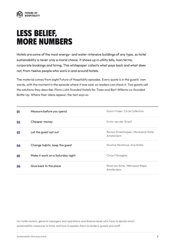 Page from the whitepaper Sustainability that pays back