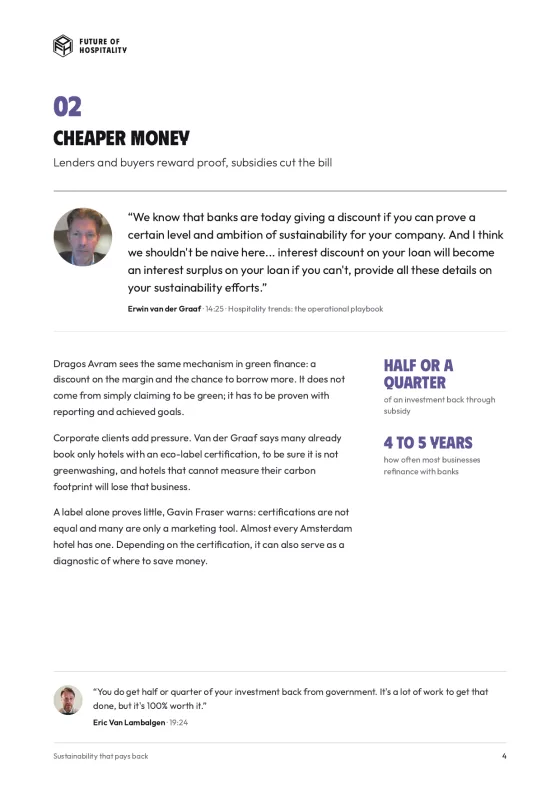 Page from the whitepaper Sustainability that pays back